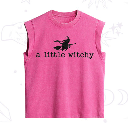 ]Purplehecate A Little Witchy Halloween Embroidered Vintage Washed Tank