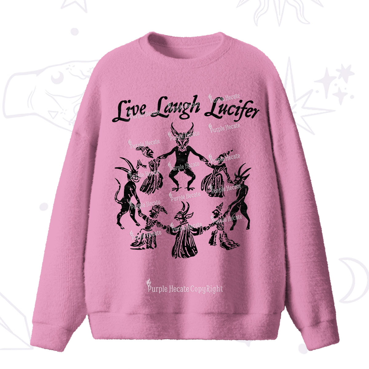 Purplehecate Live Laugh Lucifer Fuzzy Ugly Sweater