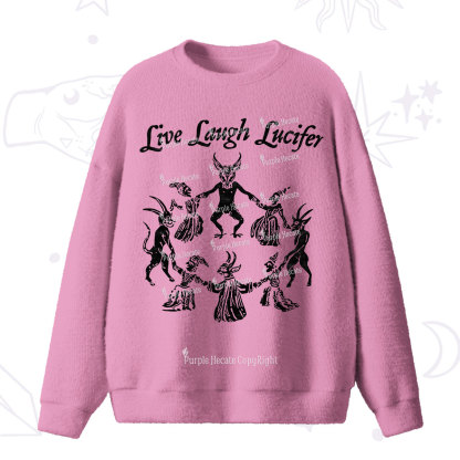 Purplehecate Live Laugh Lucifer Fuzzy Ugly Sweater