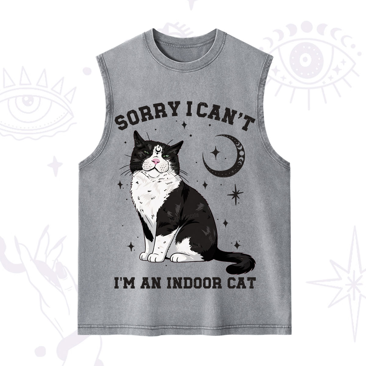 Purplehecate Sorry I Can't Go I'm an Indoor Cat Washed Tank