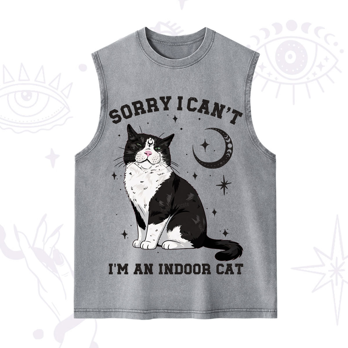 Purplehecate Sorry I Can't Go I'm an Indoor Cat Washed Tank
