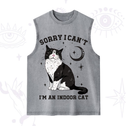 Purplehecate Sorry I Can't Go I'm an Indoor Cat Washed Tank