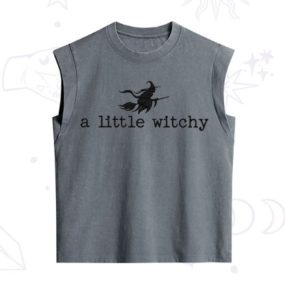 ]Purplehecate A Little Witchy Halloween Embroidered Vintage Washed Tank