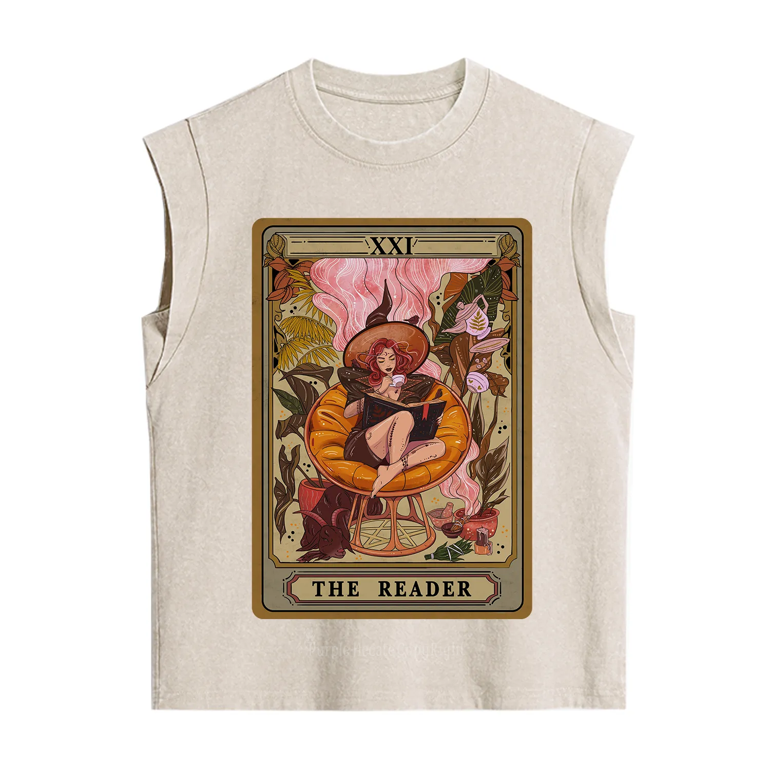 Purplehecate The Reader Tarot Card Vintage Washed Tank