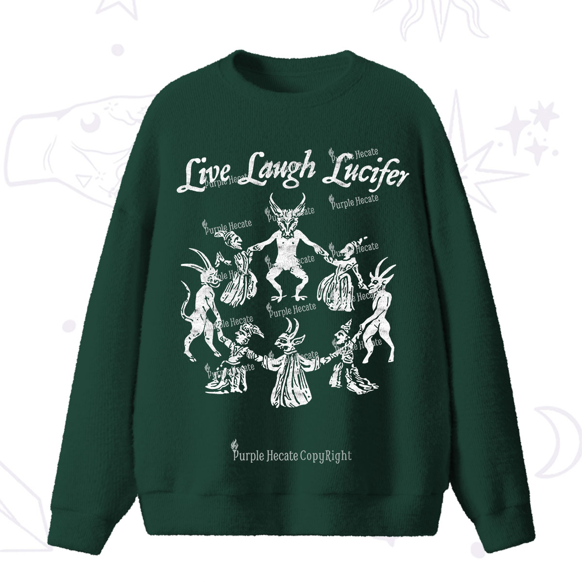 Purplehecate Live Laugh Lucifer Fuzzy Ugly Sweater
