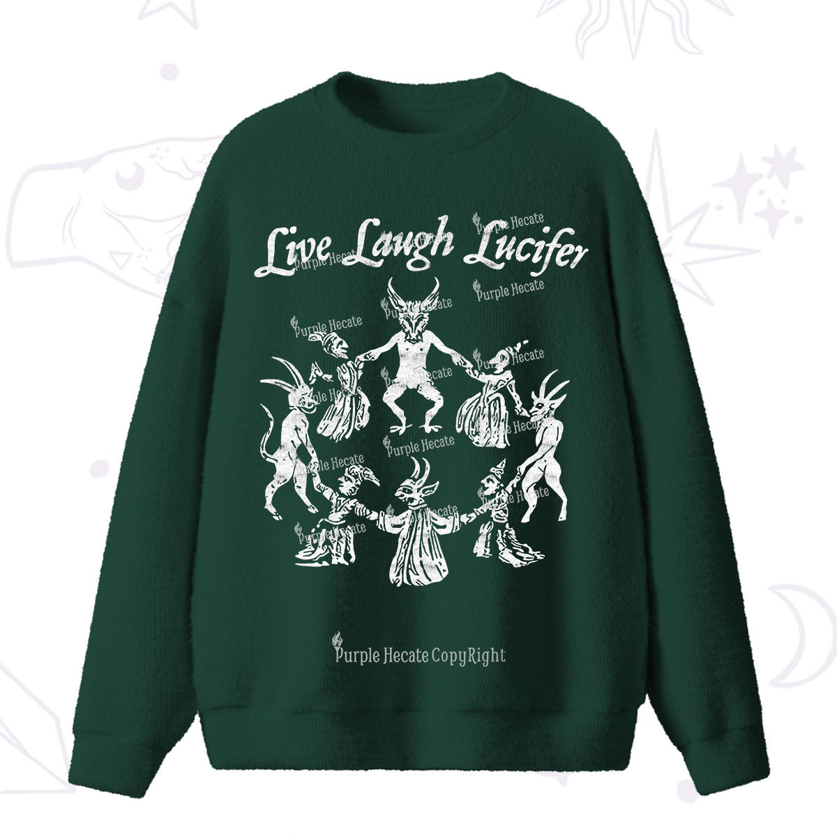 Purplehecate Live Laugh Lucifer Fuzzy Ugly Sweater