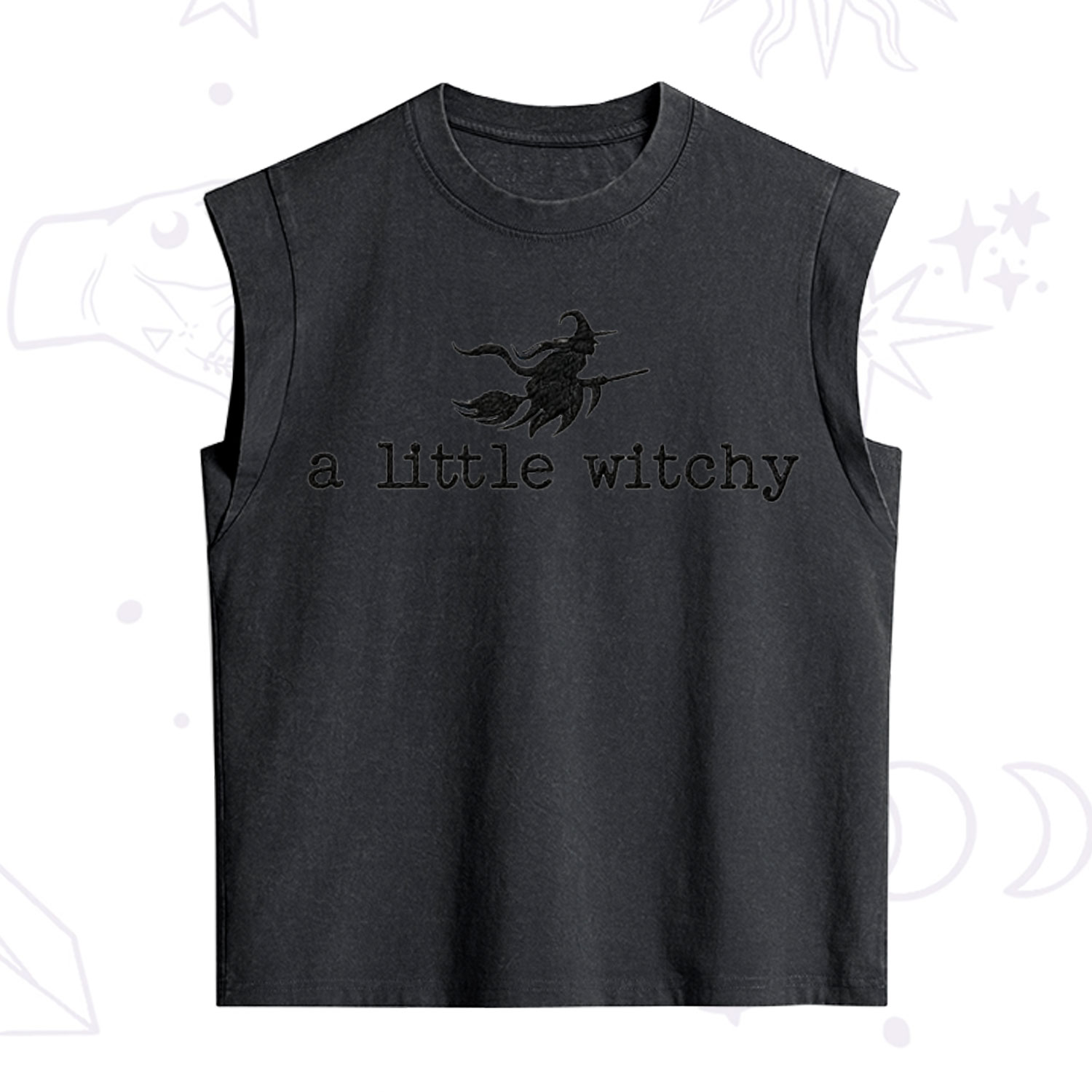 ]Purplehecate A Little Witchy Halloween Embroidered Vintage Washed Tank