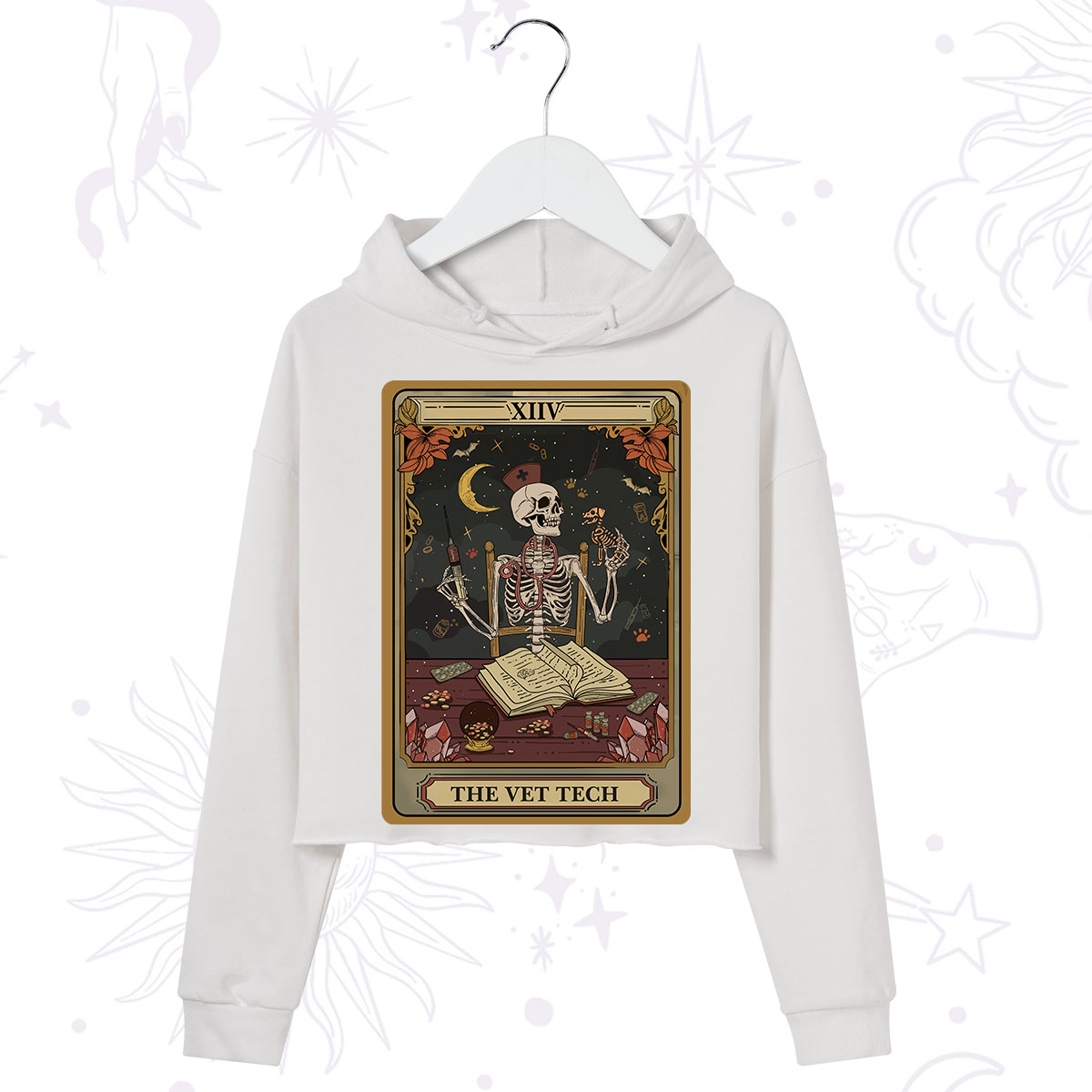 Purplehecate The Vet Tech Skeleton Tarot Crop Hoodie