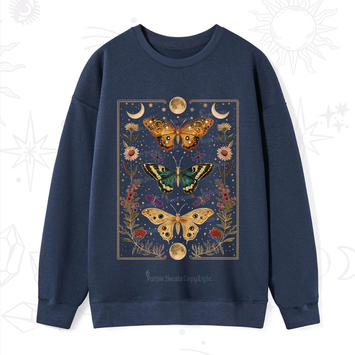 Purplehecate Sun and Moon Butterfly Sweatshirt