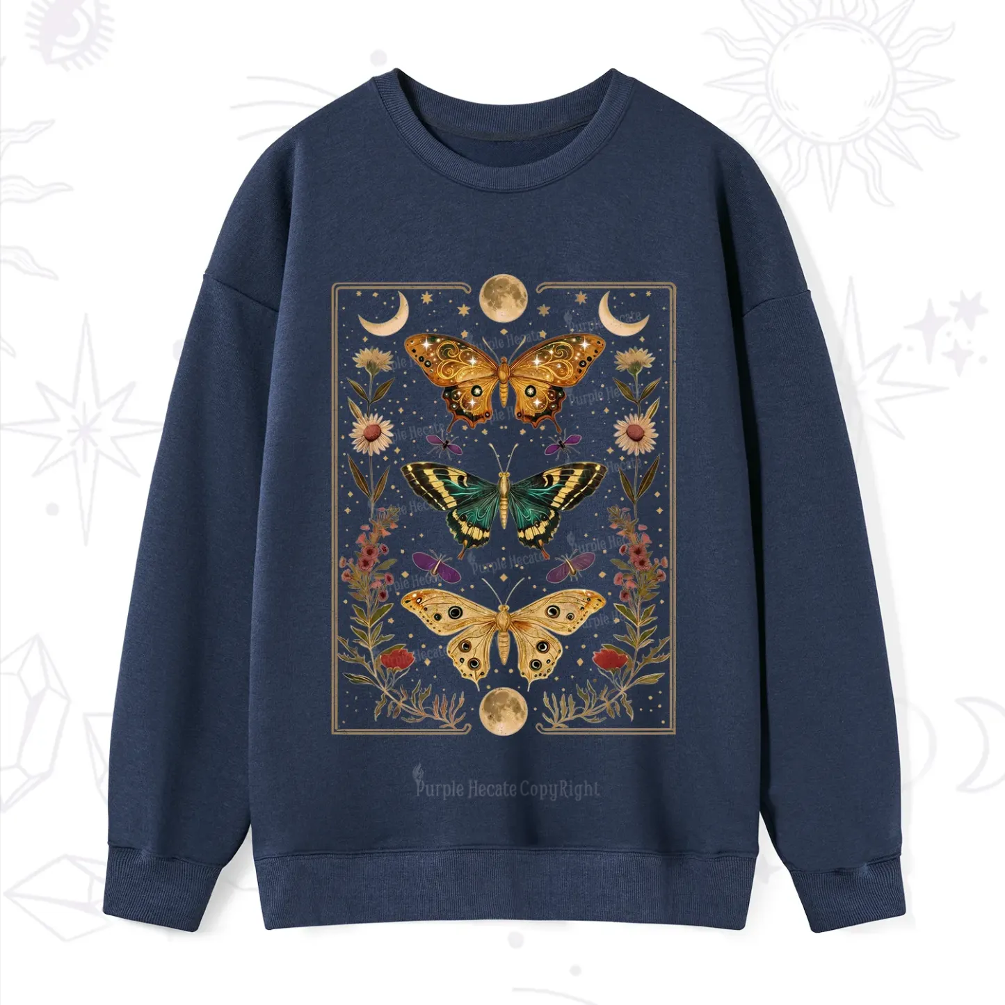 Purplehecate Sun and Moon Butterfly Sweatshirt