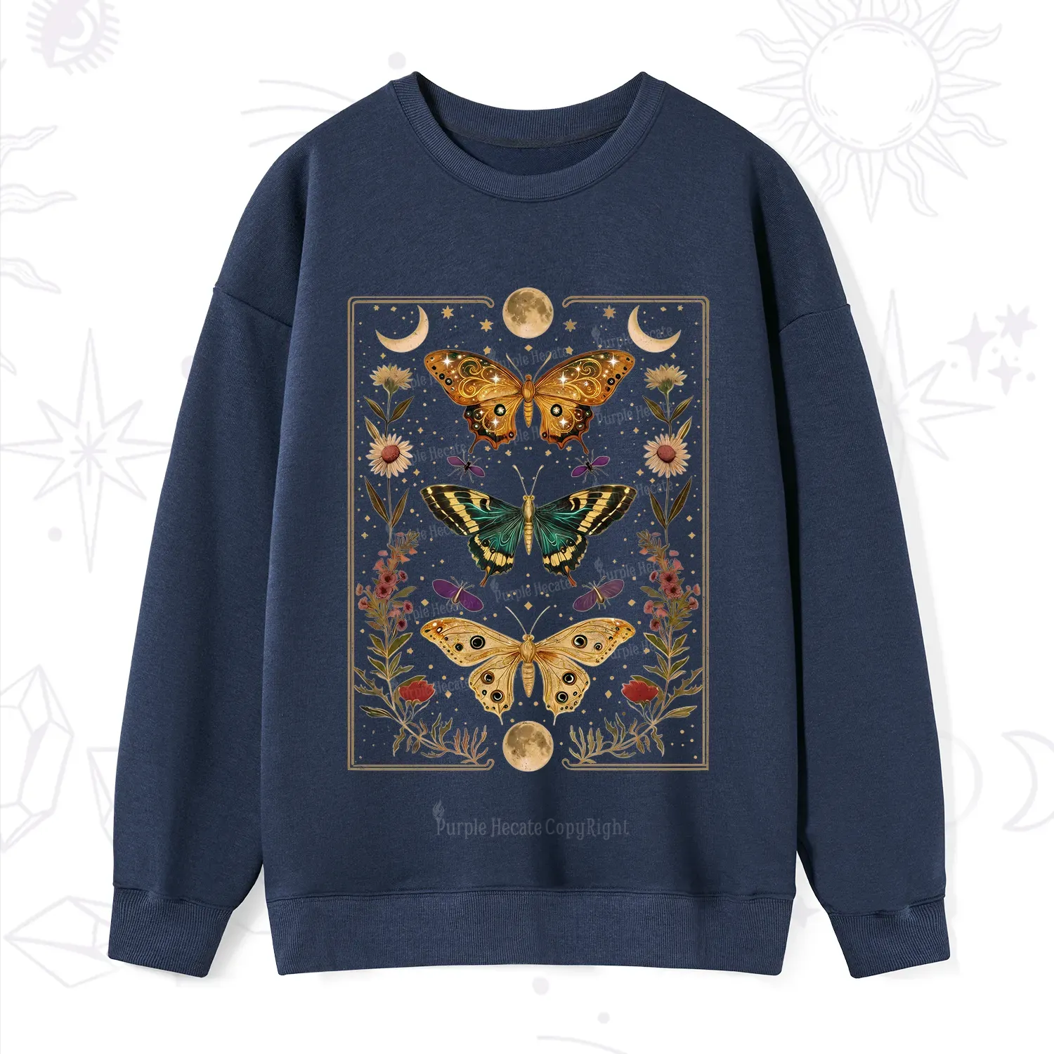 Purplehecate Sun and Moon Butterfly Sweatshirt