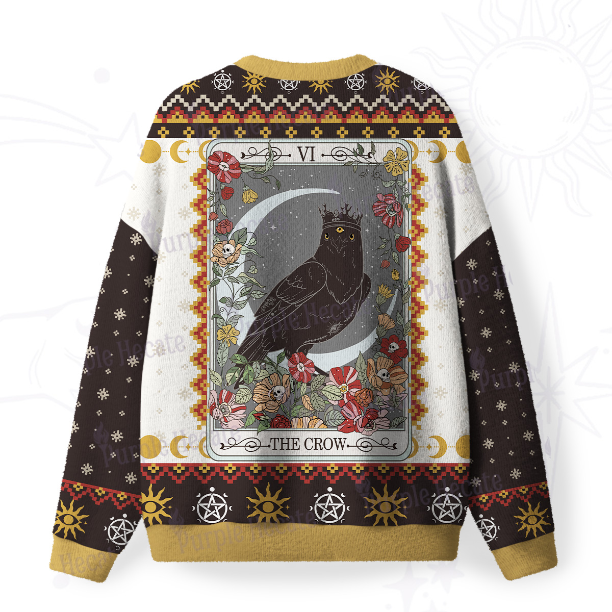 Purplehecate The Crow Tarot Fuzzy Ugly Christmas Sweatshirt