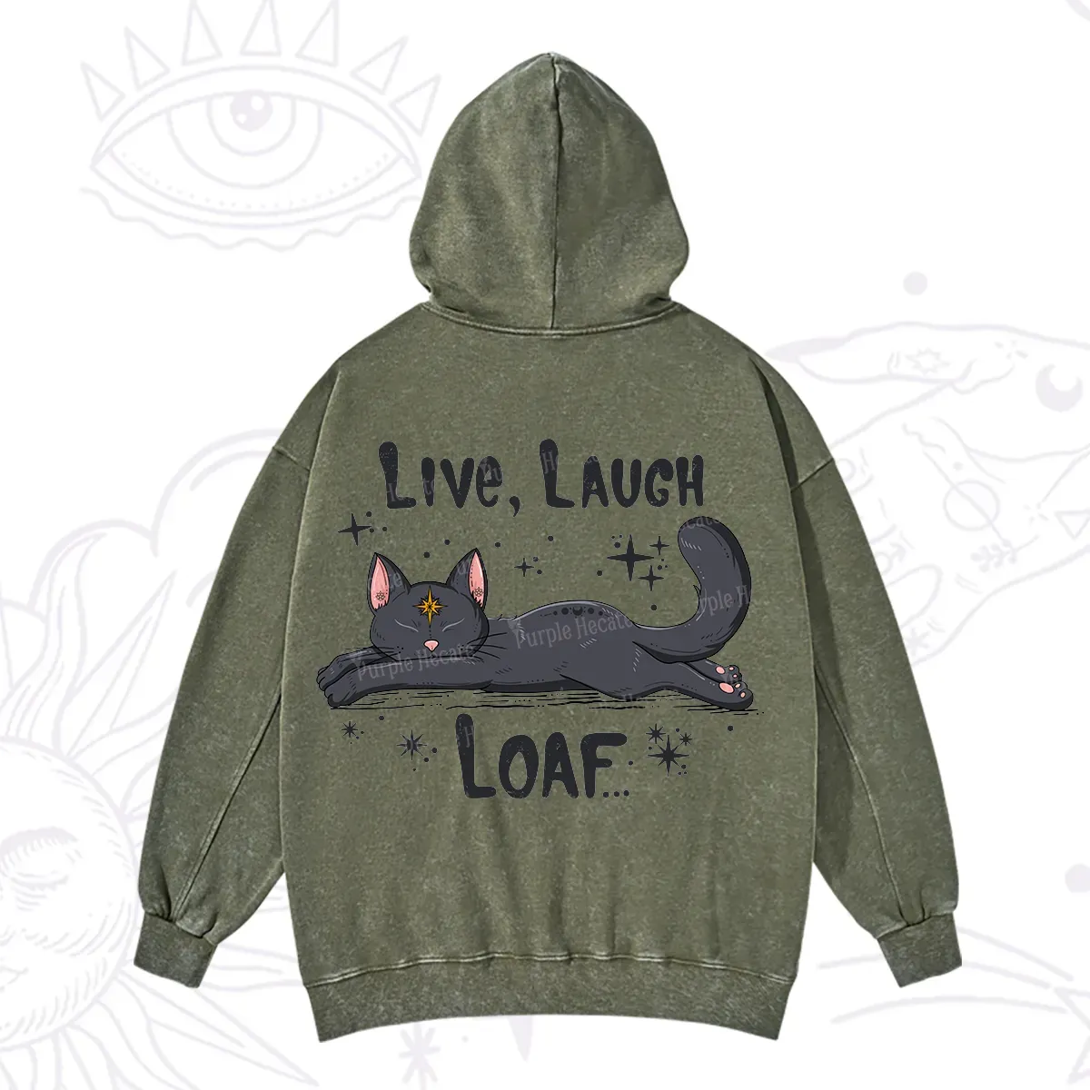 Purplehecate Live Laugh Loaf Washed Hoodie
