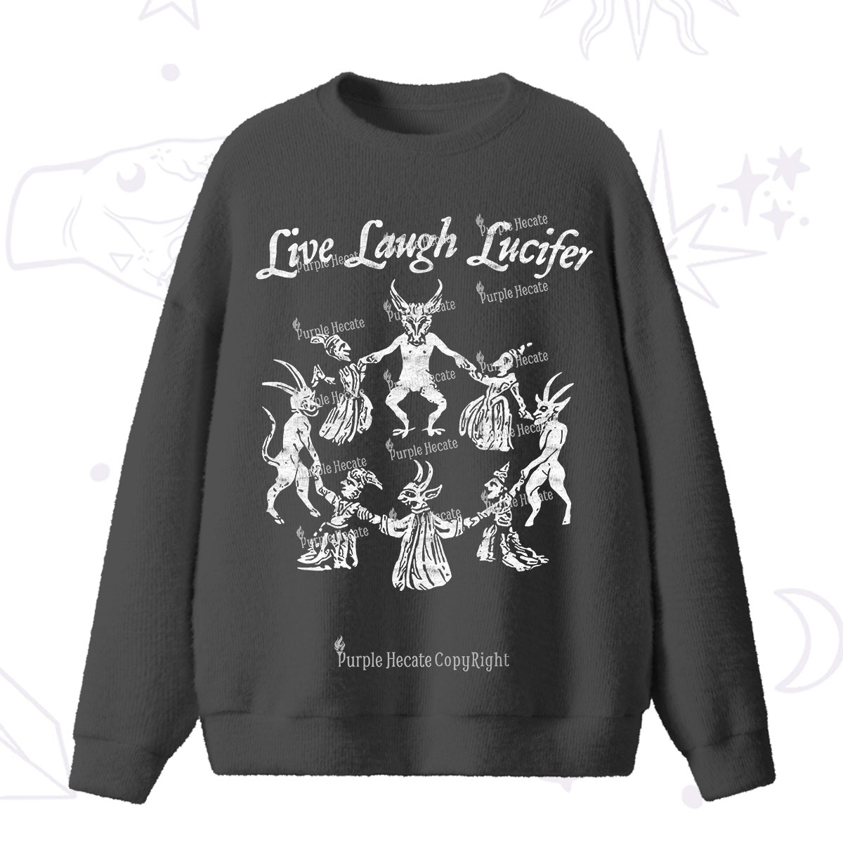 Purplehecate Live Laugh Lucifer Fuzzy Ugly Sweater