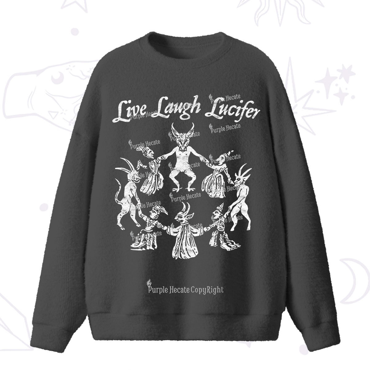 Purplehecate Live Laugh Lucifer Fuzzy Ugly Sweater
