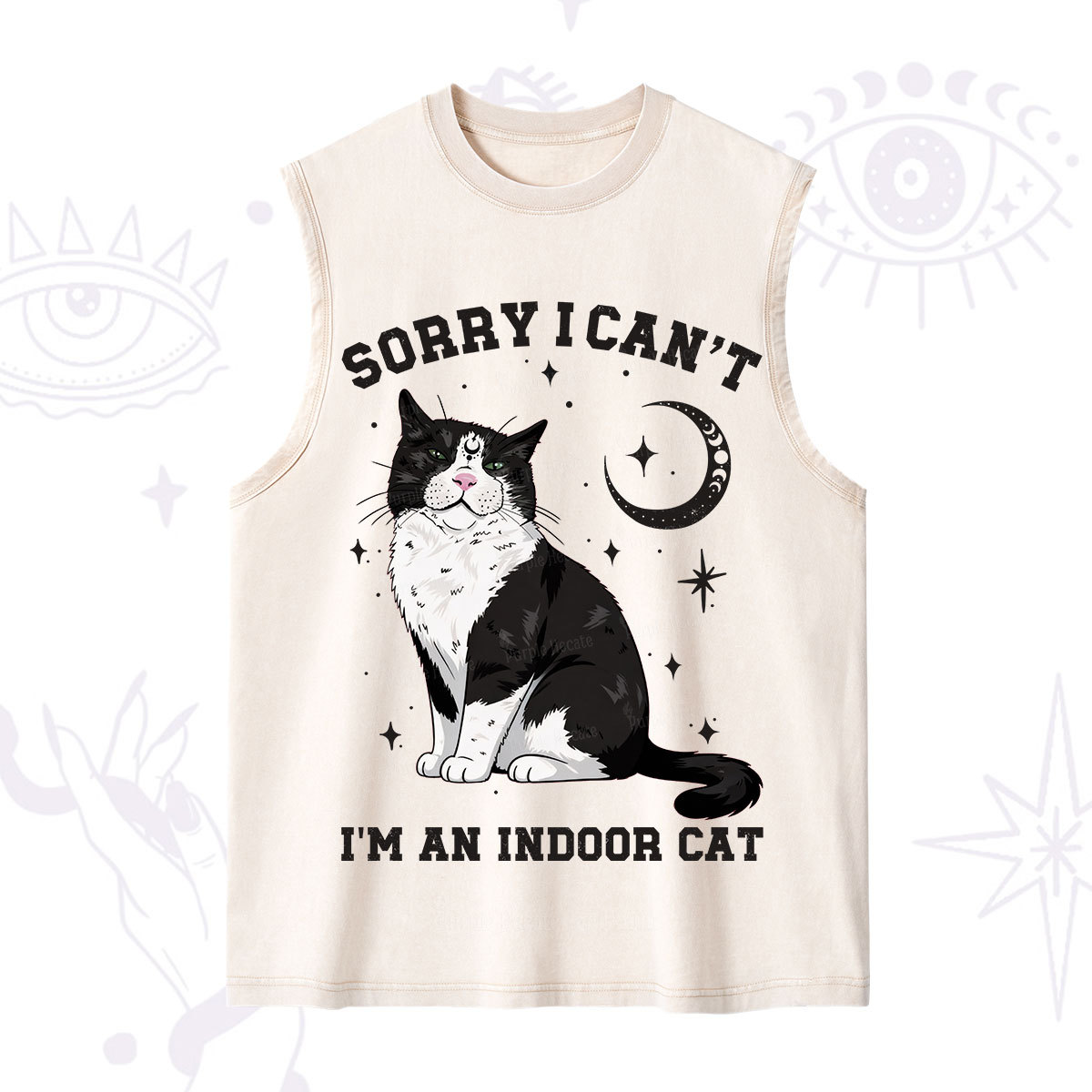 Purplehecate Sorry I Can't Go I'm an Indoor Cat Washed Tank