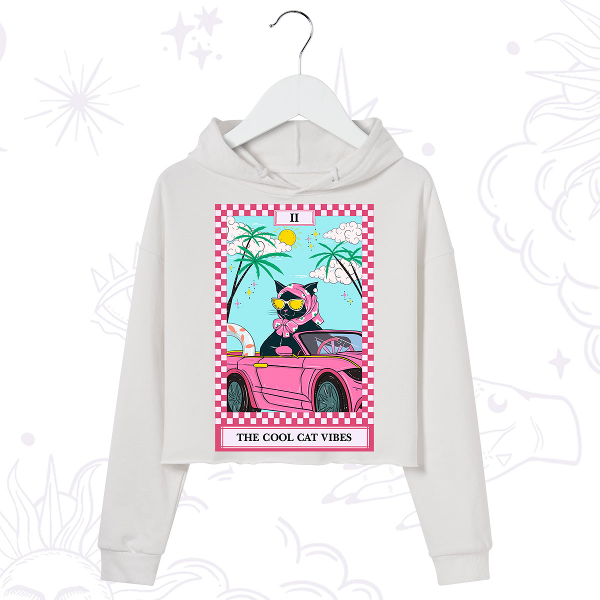 Purplehecate The Cool Cat Vibes Tarot Crop Hoodie