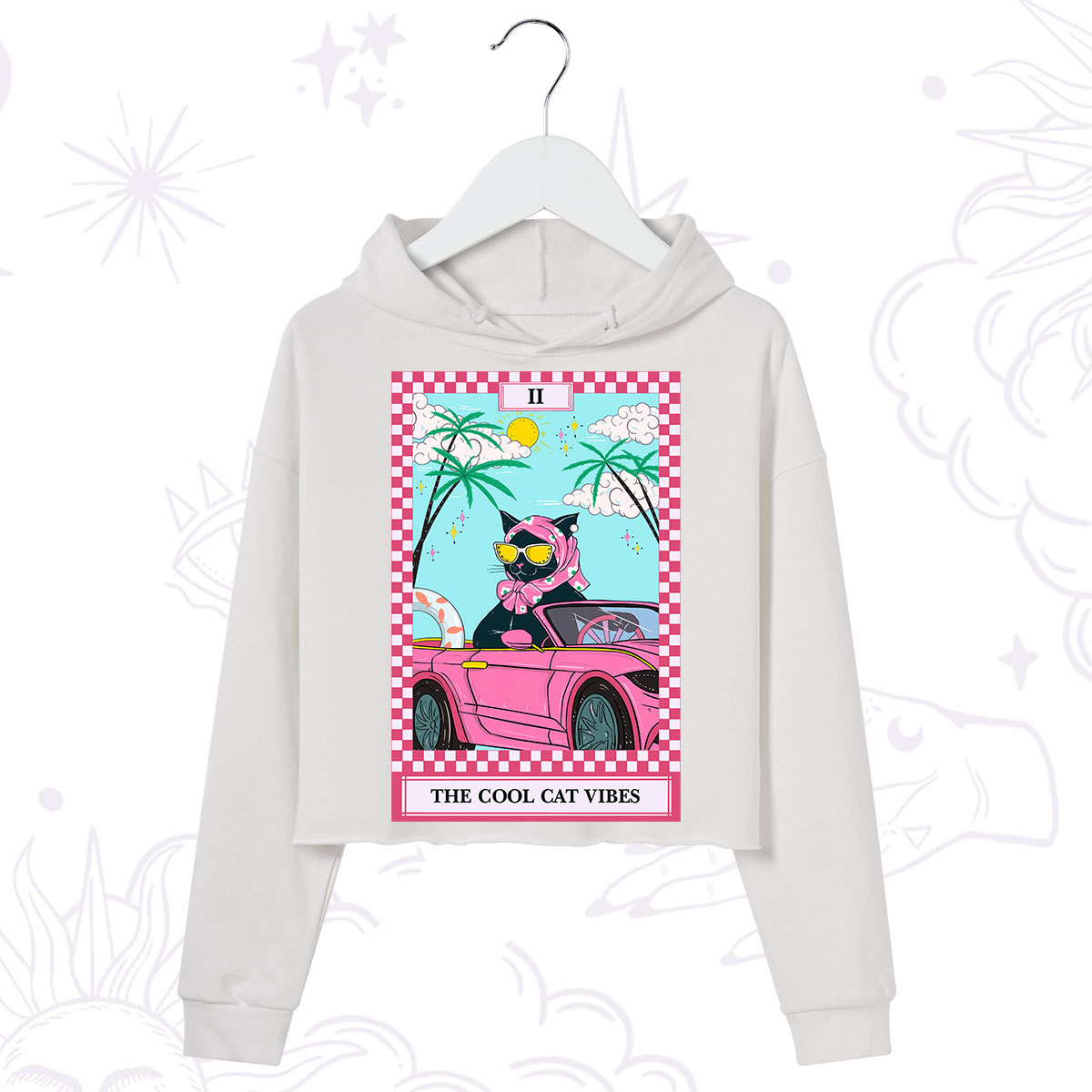 Purplehecate The Cool Cat Vibes Tarot Crop Hoodie