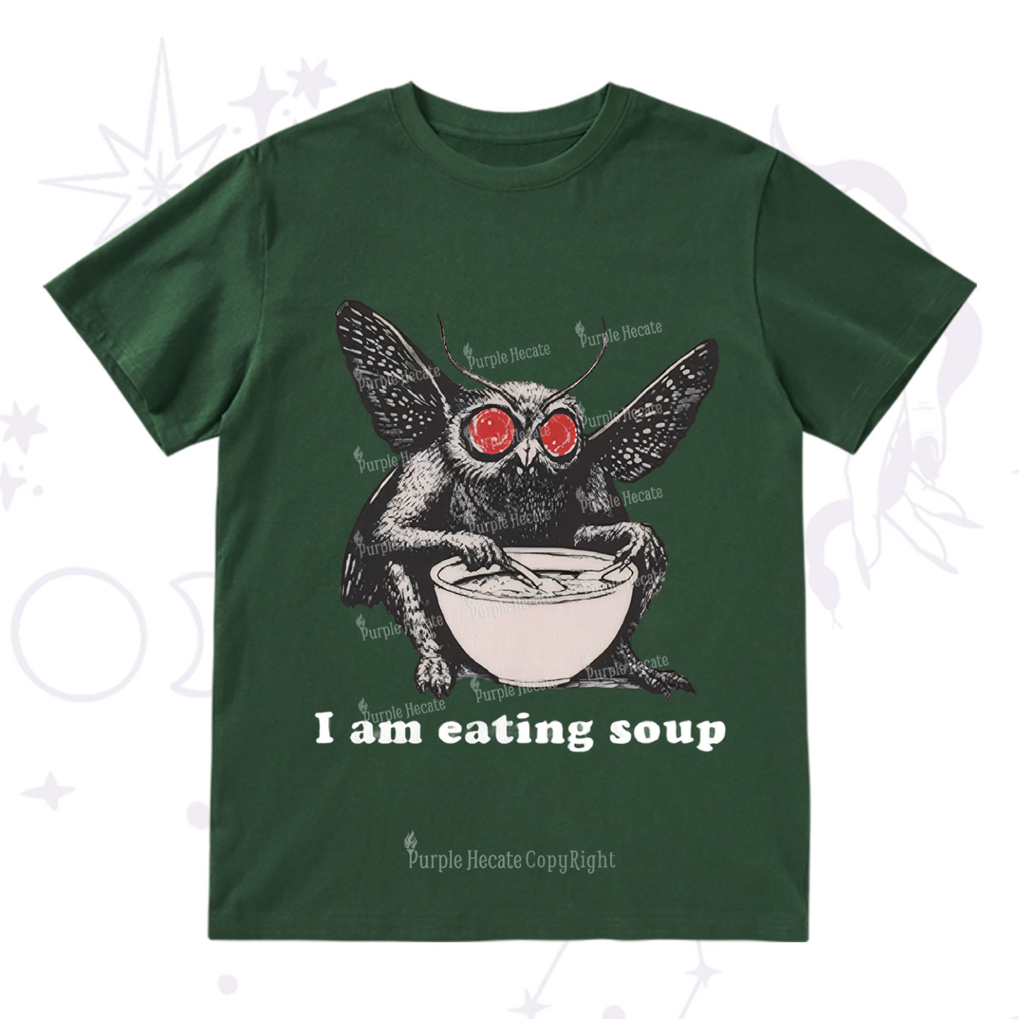 Purplehecate Mothman Eating Soup T-Shirt