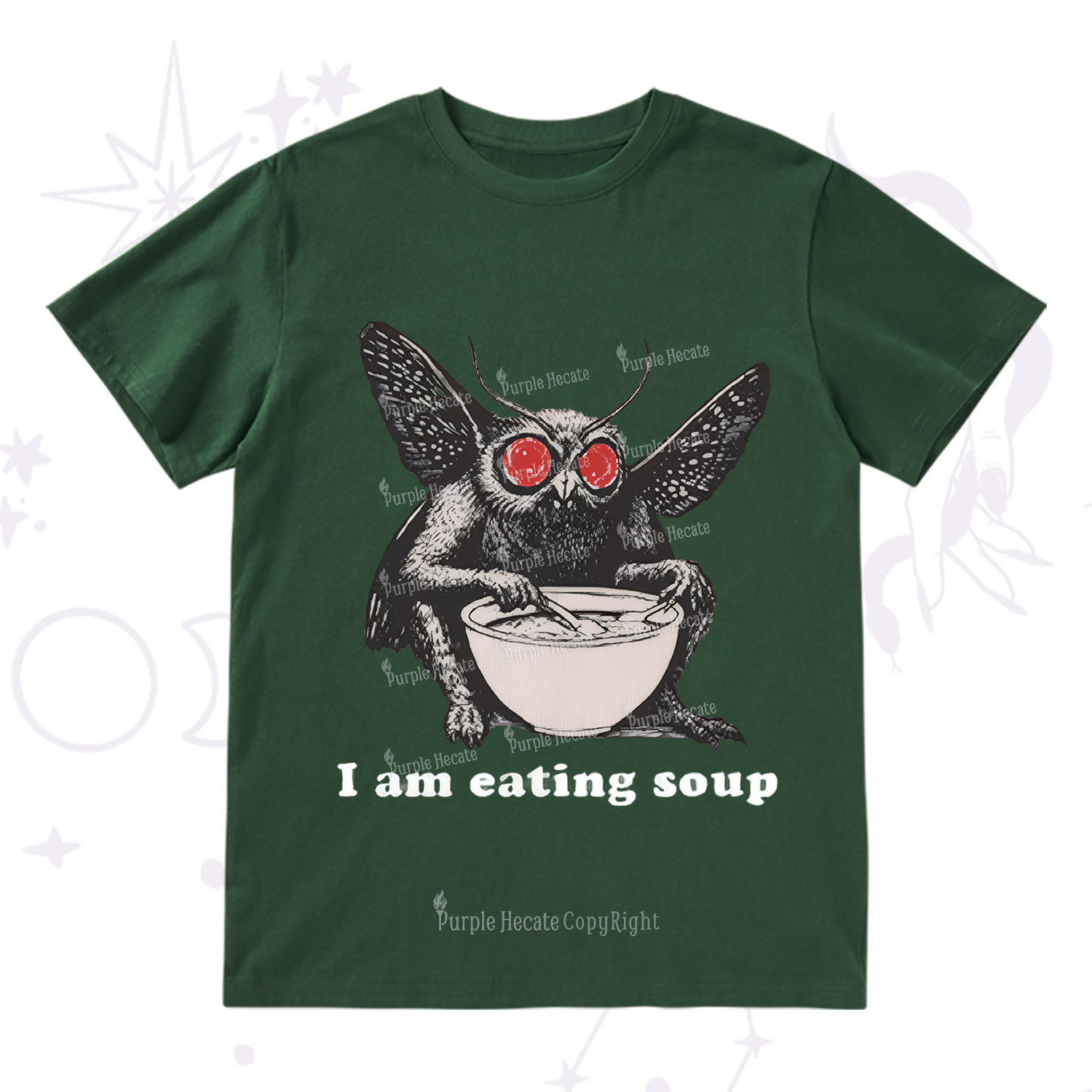 Purplehecate Mothman Eating Soup T-Shirt