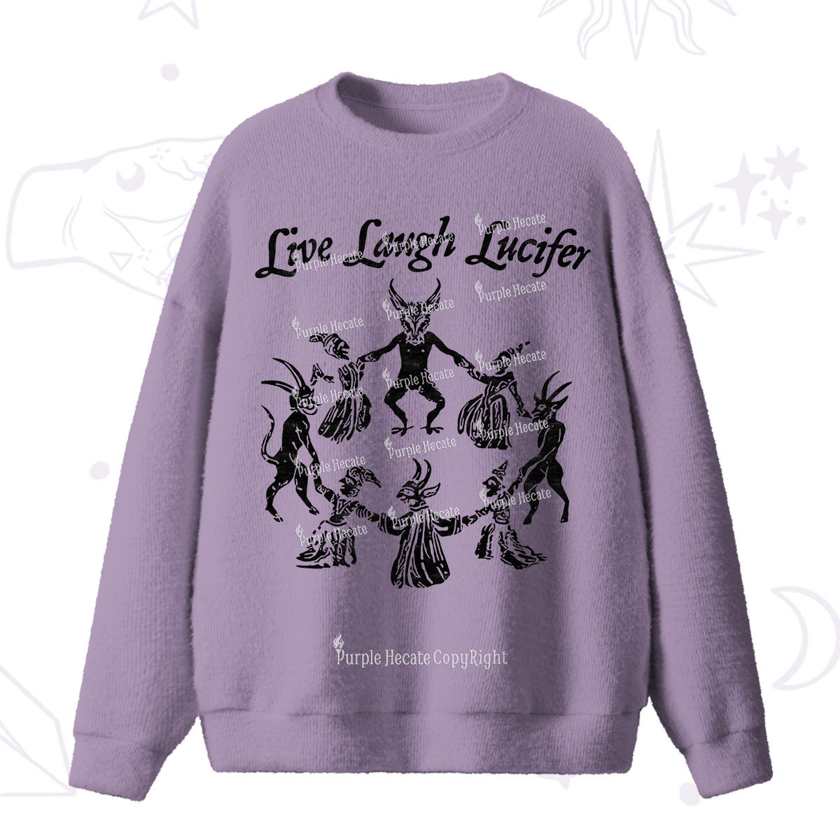Purplehecate Live Laugh Lucifer Fuzzy Ugly Sweater