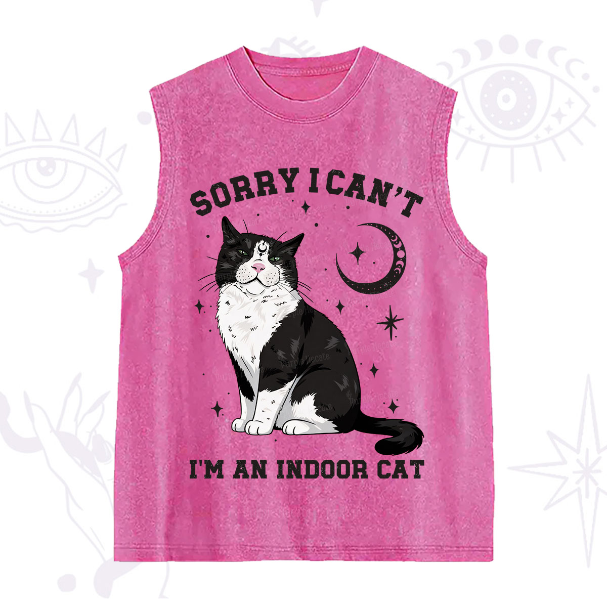 Purplehecate Sorry I Can't Go I'm an Indoor Cat Washed Tank