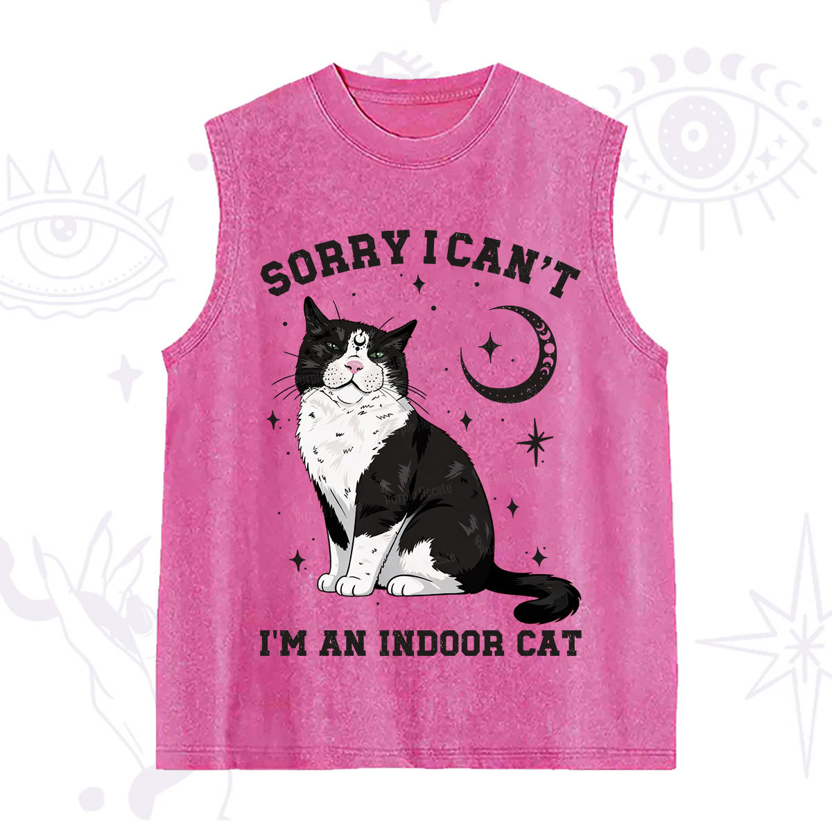 Purplehecate Sorry I Can't Go I'm an Indoor Cat Washed Tank