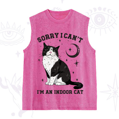 Purplehecate Sorry I Can't Go I'm an Indoor Cat Washed Tank