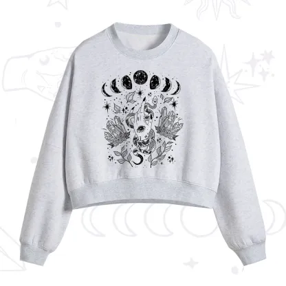 Purplehecate Reach For The Moon Fleece Cropped Sweatshirt