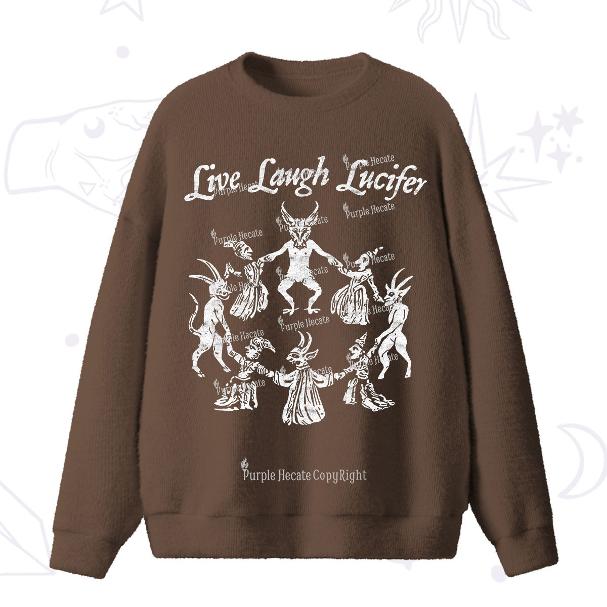 Purplehecate Live Laugh Lucifer Fuzzy Ugly Sweater
