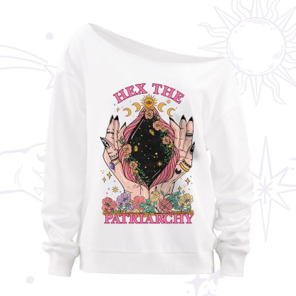 Purplehecate Hex The Patriarchy Off The Shoulder Sweatshirt