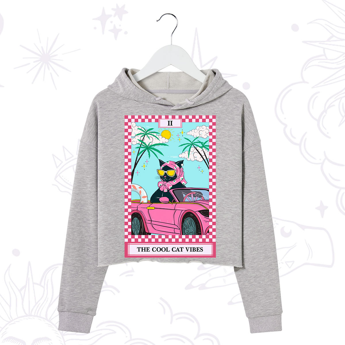 Purplehecate The Cool Cat Vibes Tarot Crop Hoodie