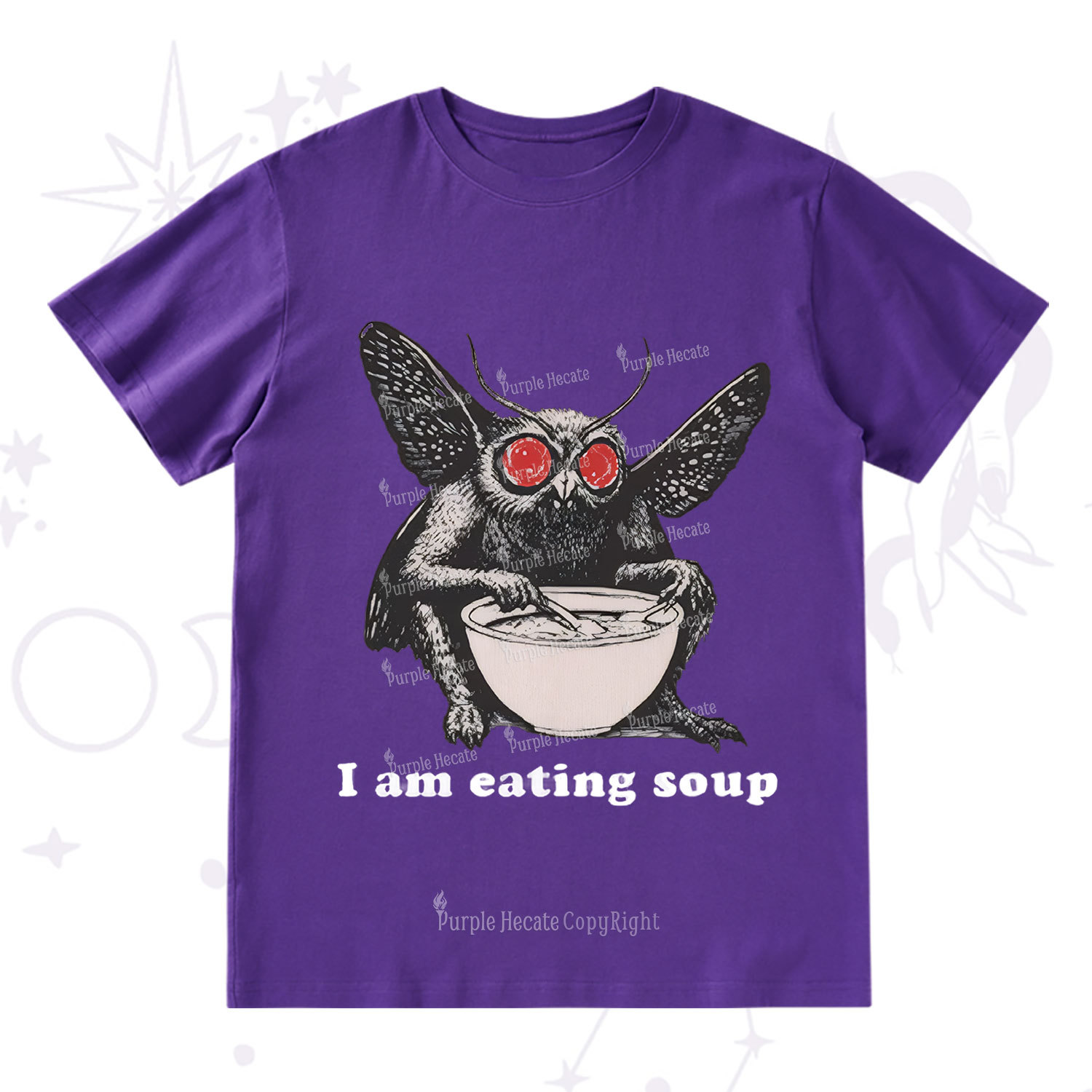 Purplehecate Mothman Eating Soup T-Shirt