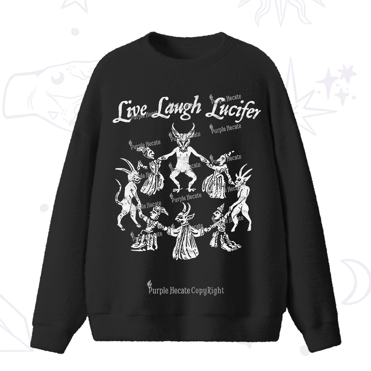 Purplehecate Live Laugh Lucifer Fuzzy Ugly Sweater