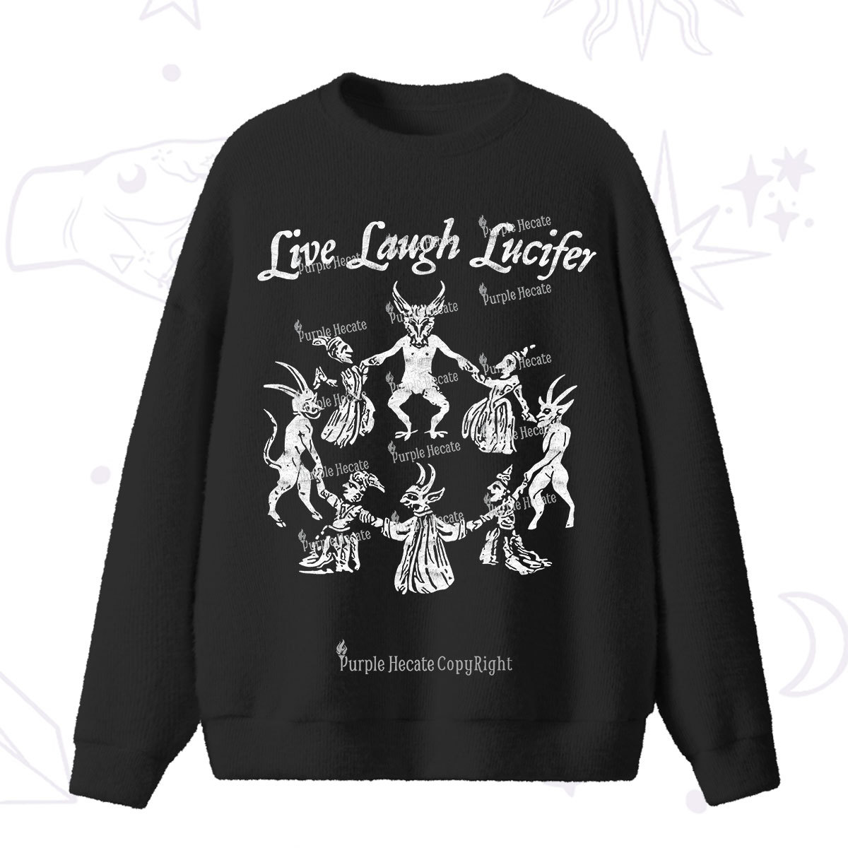 Purplehecate Live Laugh Lucifer Fuzzy Ugly Sweater