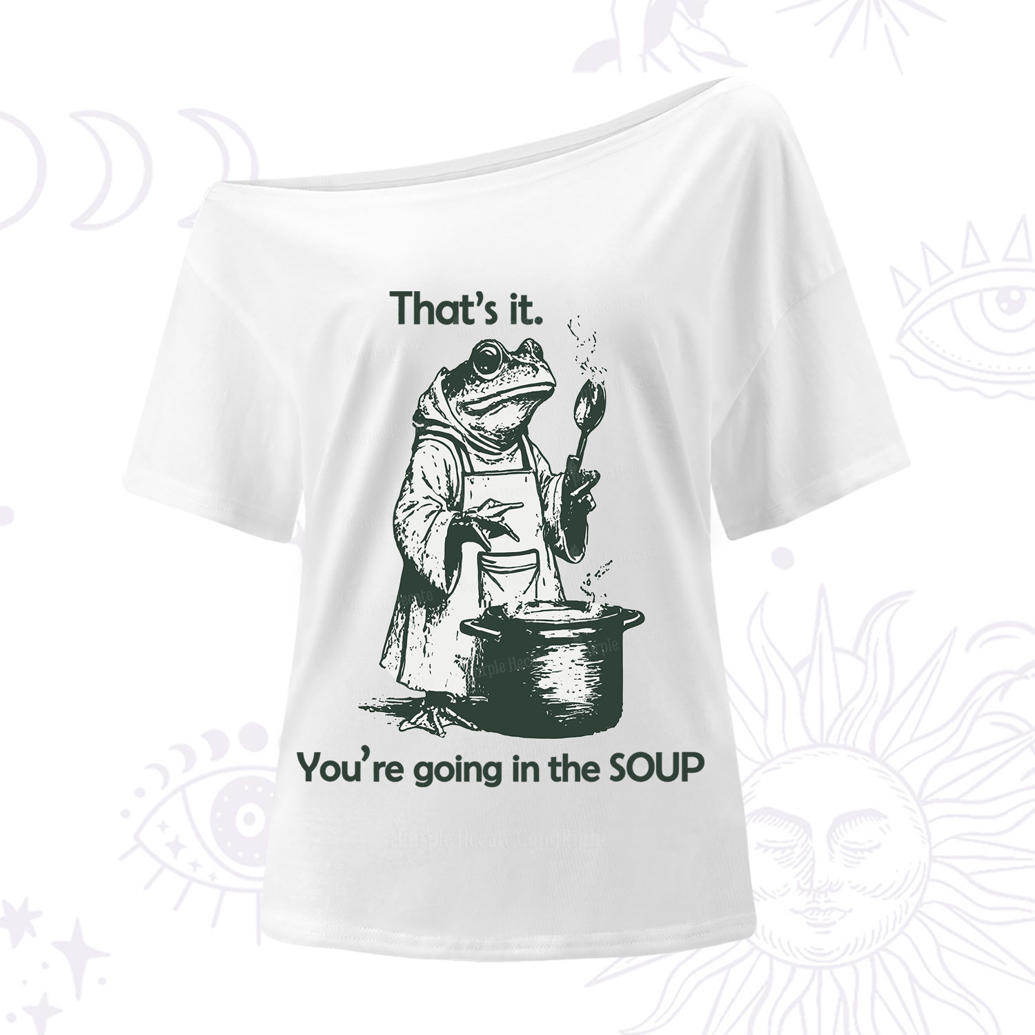 Purplehecate Funny Frog Shirt That's It You're Going in the Soup One Shoulder T-Shirt