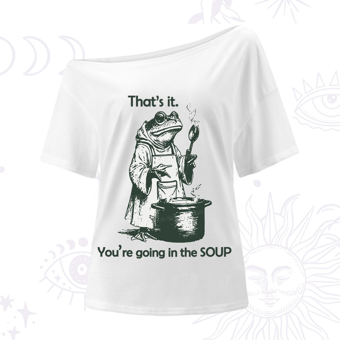 Purplehecate Funny Frog Shirt That's It You're Going in the Soup One Shoulder T-Shirt