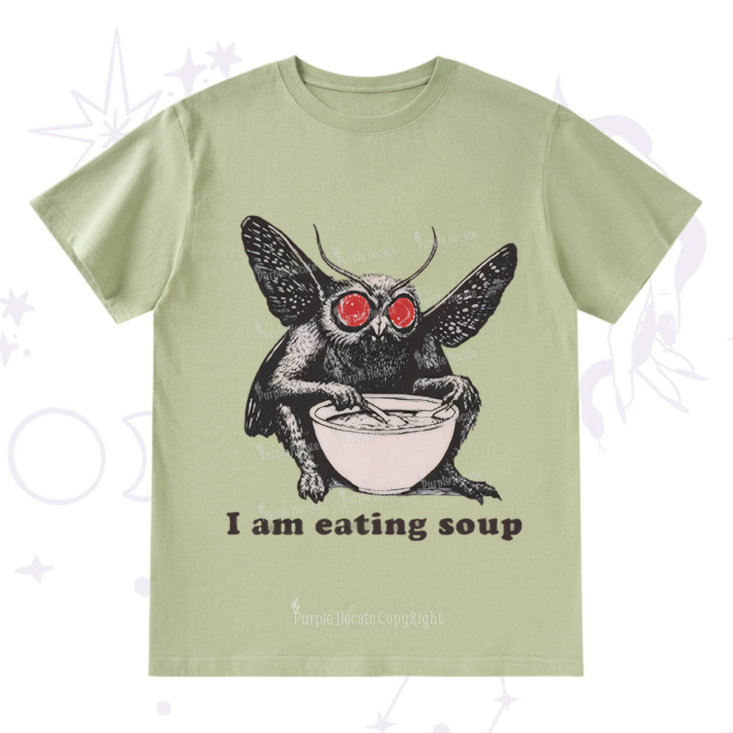 Purplehecate Mothman Eating Soup T-Shirt
