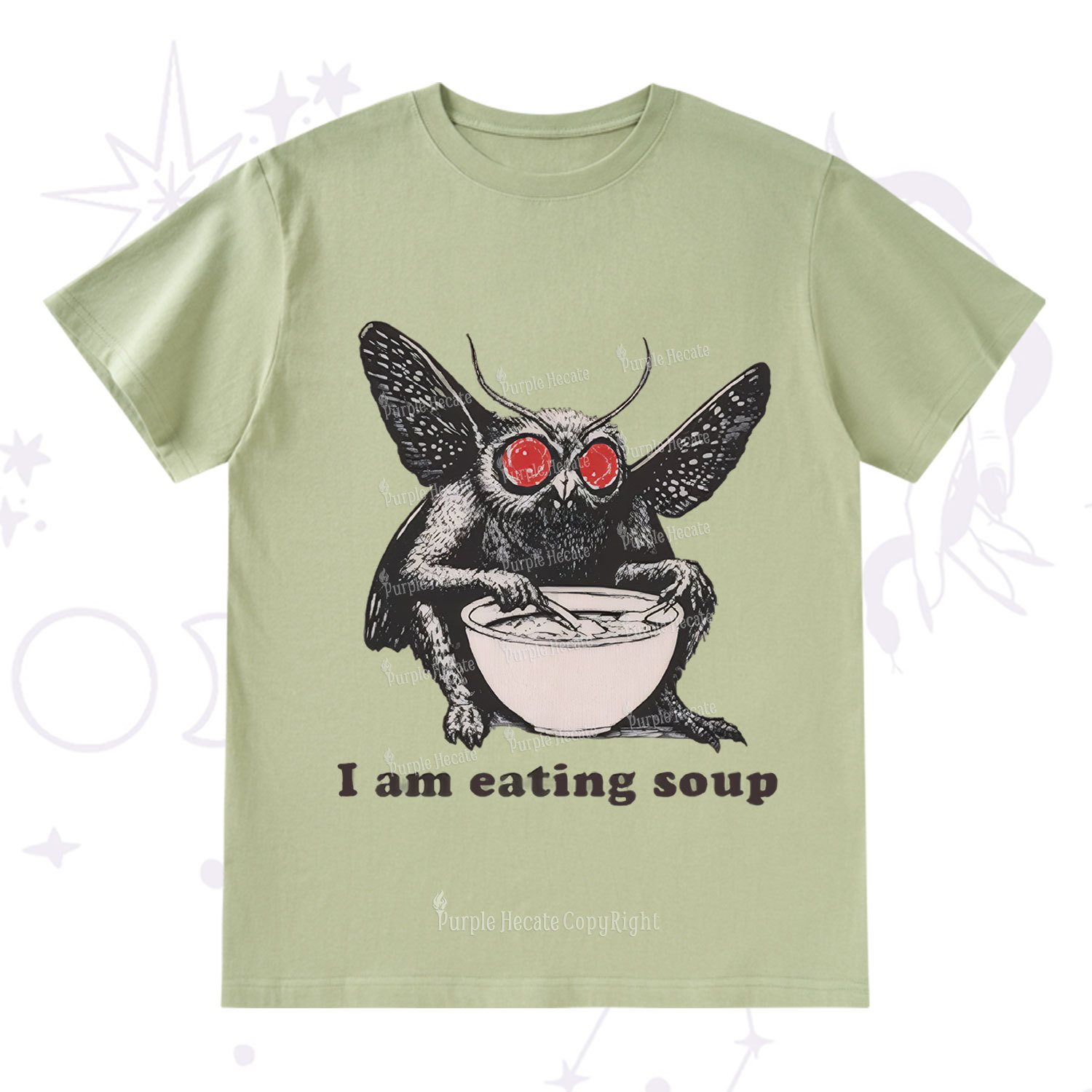 Purplehecate Mothman Eating Soup T-Shirt