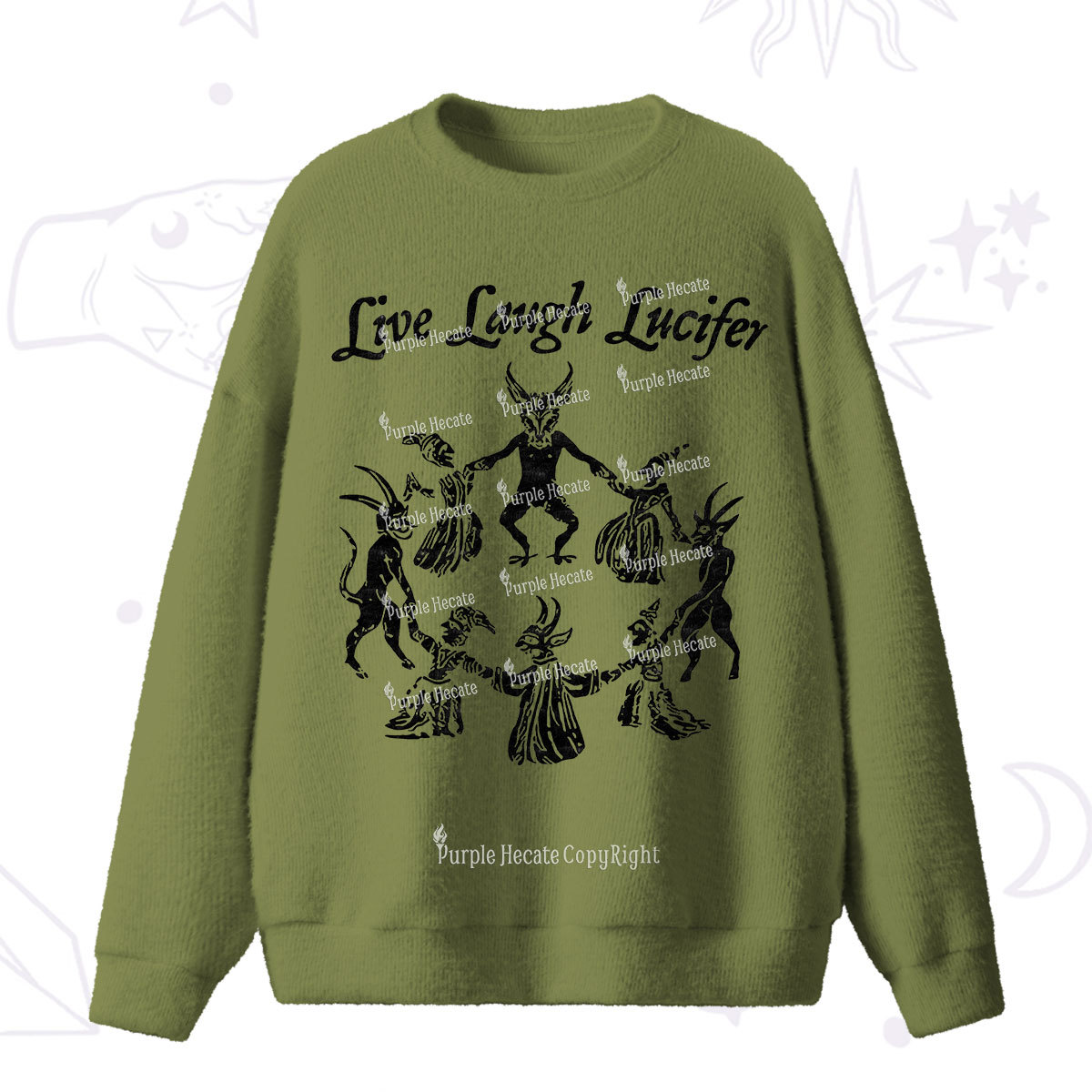 Purplehecate Live Laugh Lucifer Fuzzy Ugly Sweater