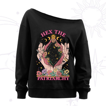 Purplehecate Hex The Patriarchy Off The Shoulder Sweatshirt