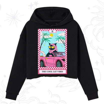 Purplehecate The Cool Cat Vibes Tarot Crop Hoodie
