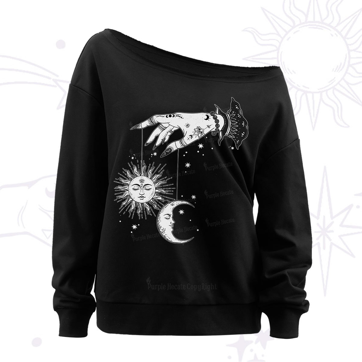 Purplehecate Witch's Sun and Moon Off The Shoulder Sweatshirt