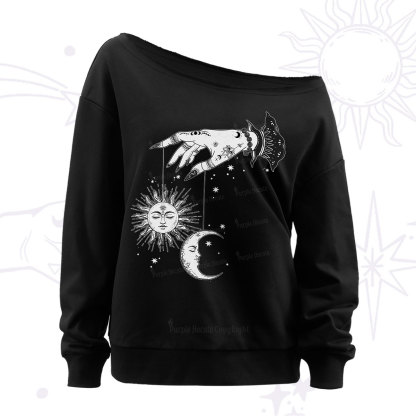 Purplehecate Witch's Sun and Moon Off The Shoulder Sweatshirt