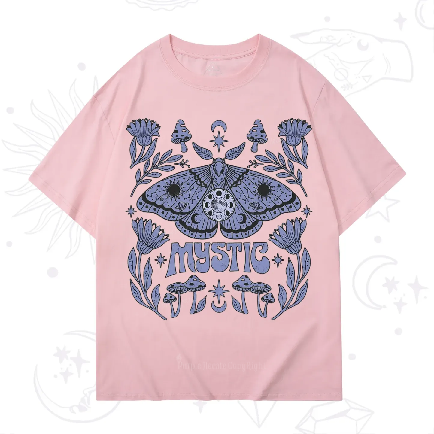 Purplehecate Celestial Moth Mushrooms T-Shirt