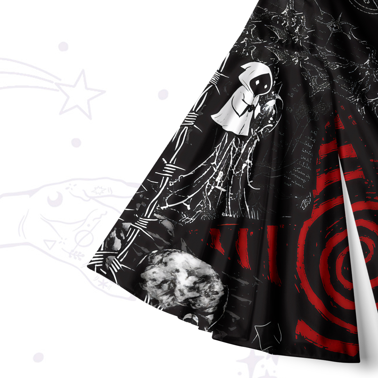 Purplehecate Gothic Cursed Bunny Ritual Bell Sleeve Dress