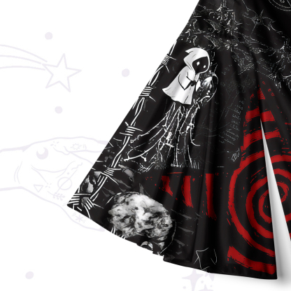 Purplehecate Gothic Cursed Bunny Ritual Bell Sleeve Dress