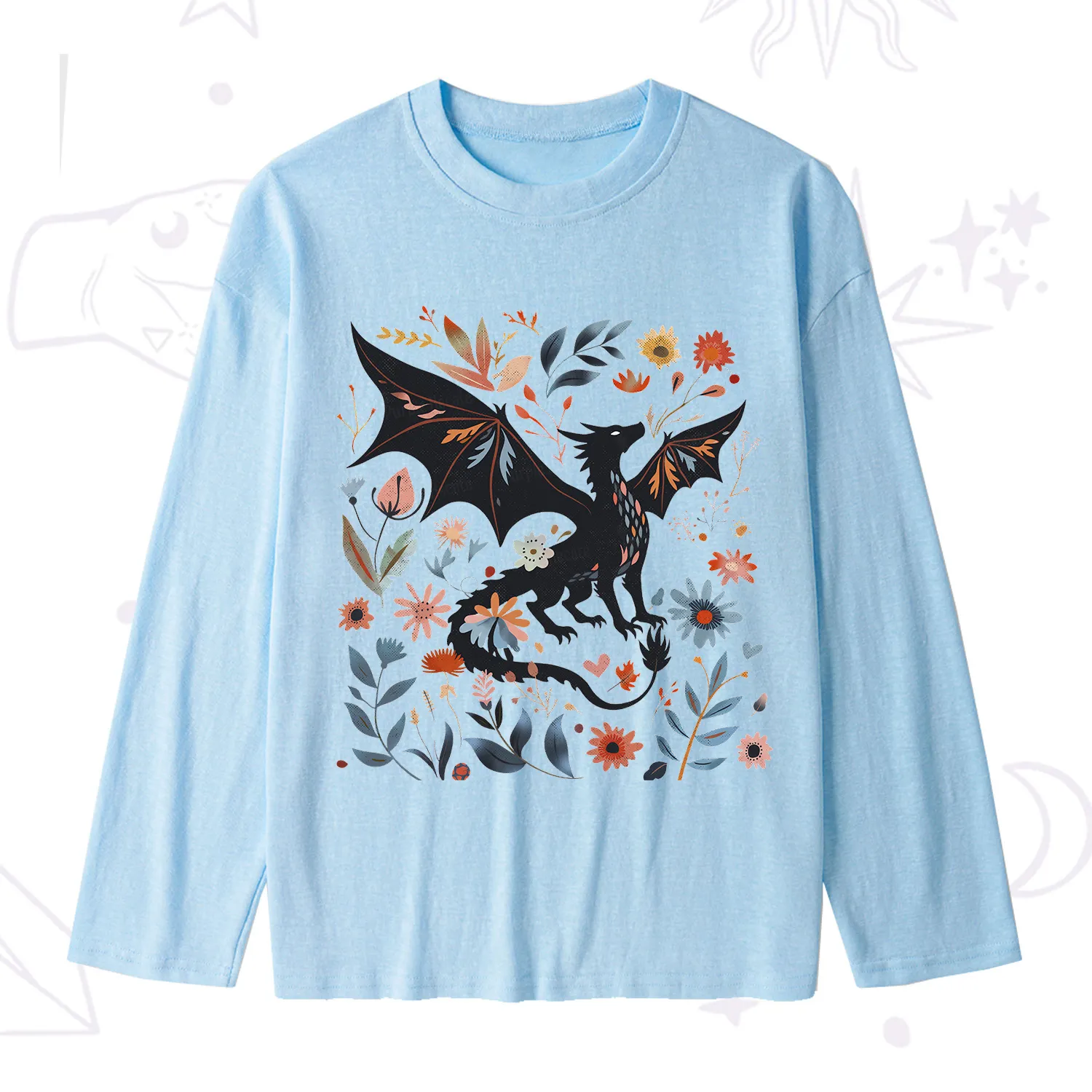 Purplehecate Vintage Fantasy Wyvern Bookish Slub Long Sleeve T-Shirt