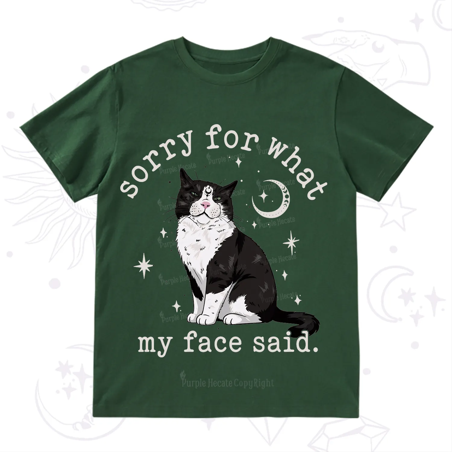 Purplehecate Sorry For What My Face Said Cat T-Shirt
