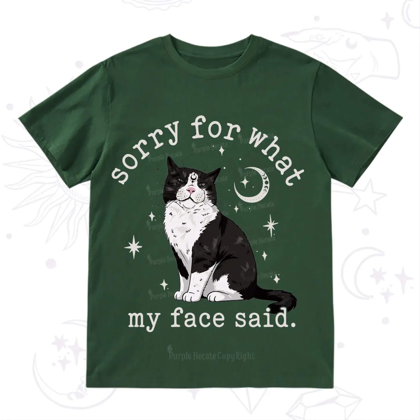 Purplehecate Sorry For What My Face Said Cat T-Shirt